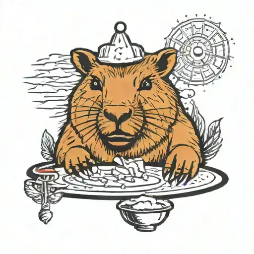 capybara doing cocaine tattoo design idea