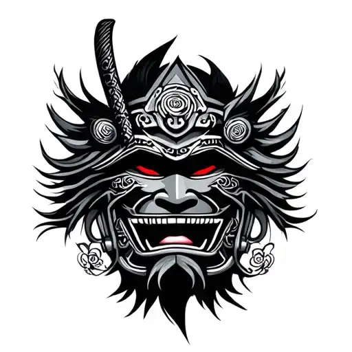 samurai mask tattoo design idea
