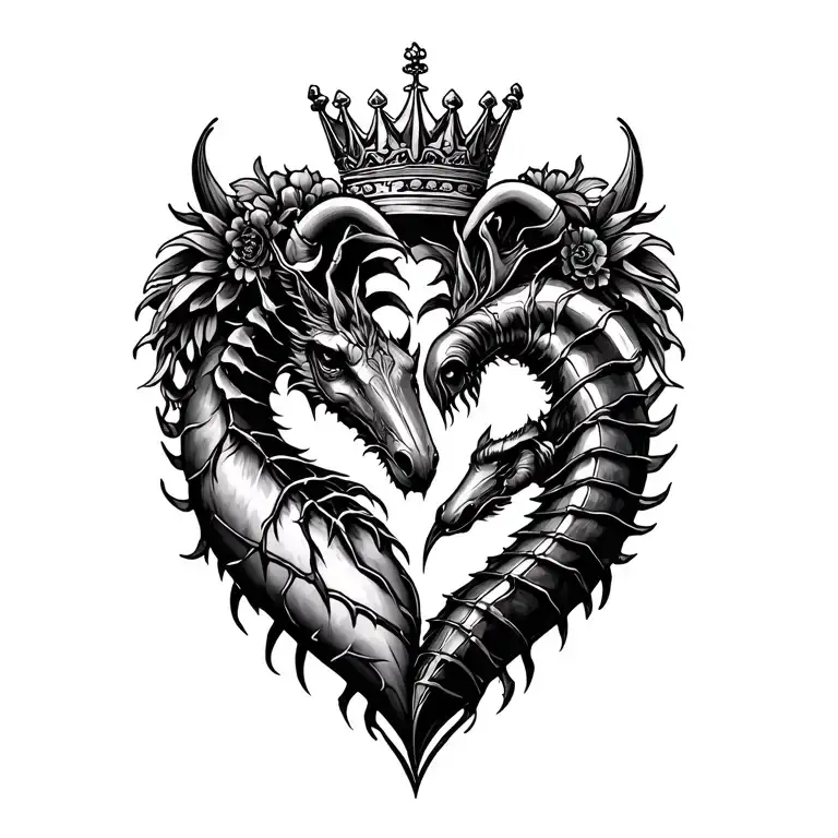 Scorpio and sagittarious heart & queen crown best friend tattoos tattoo design idea