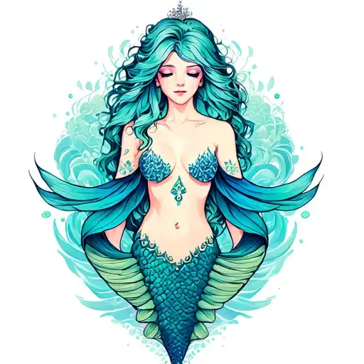 topless mermaid tattoo design idea
