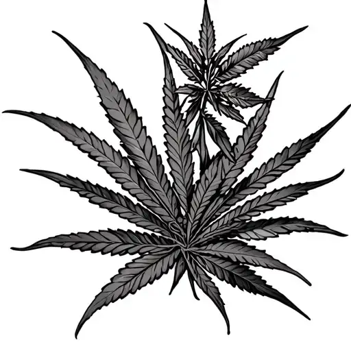 Complete leg of a tribal of Peruvian culture, with a nail head, and hidden a marijuana plant. tattoo design idea