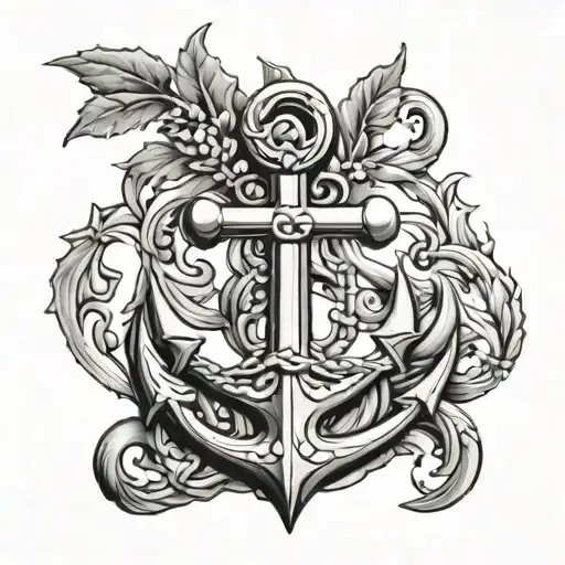 anchor phoenix holly leaf semi colon tattoo design idea