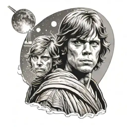 Luke Skywalker looking binarie suns of tattoine tattoo design idea