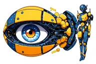 regard robot humanoide tattoo design idea
