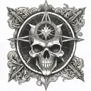 skull a compass showing tattoo design idea