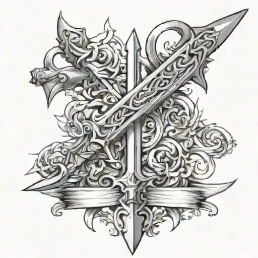 halberd, German long sword and saber tattoo design idea