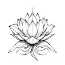 schematic of steampunk geometric lotus flower blooming tattoo design idea