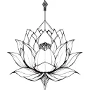 schematic of steampunk geometric lotus flower blooming tattoo design idea