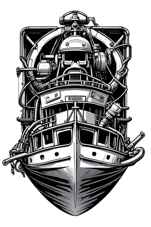 mechanic seafarer ship tattoo design idea