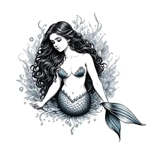 Topless Mermaid tattoo design idea