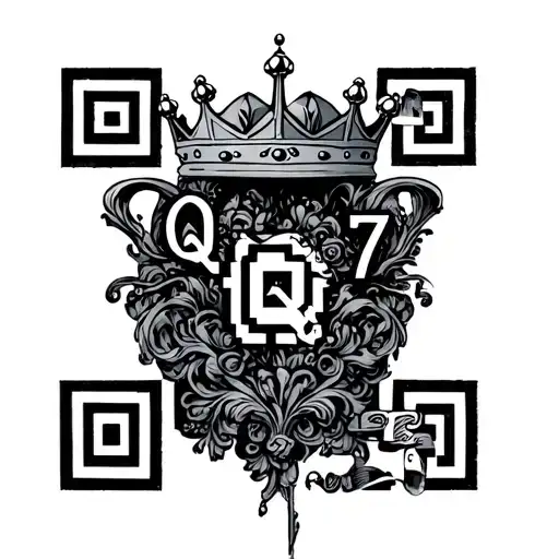 QR7 with crown on the Q tattoo design idea