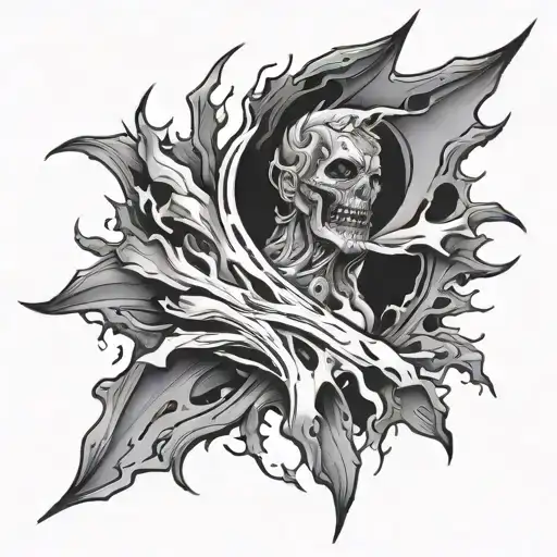 ripped skin opening tattoo design idea