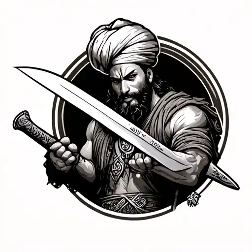 sikh warrior holding a knife tattoo design idea