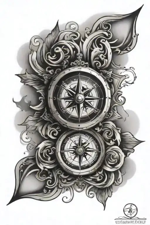 Compass arm band tattoo design idea