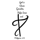 god is greater than highs and lows with Philippians 4:13 tattoo design idea