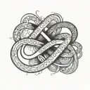 infinity symbol with four names written tattoo design idea