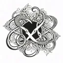 infinity symbol with four names written tattoo design idea