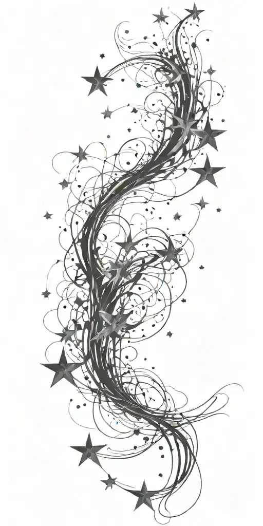 slutty sexy stars swooshing line galaxy  storm tattoo design idea