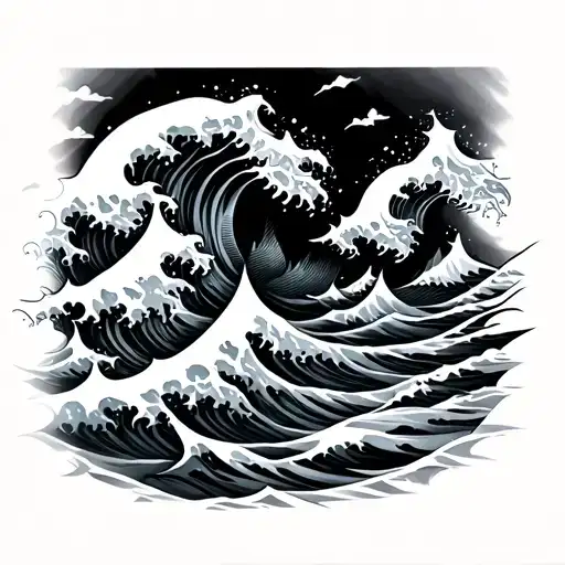 TSUNAMI WAVES tattoo design idea