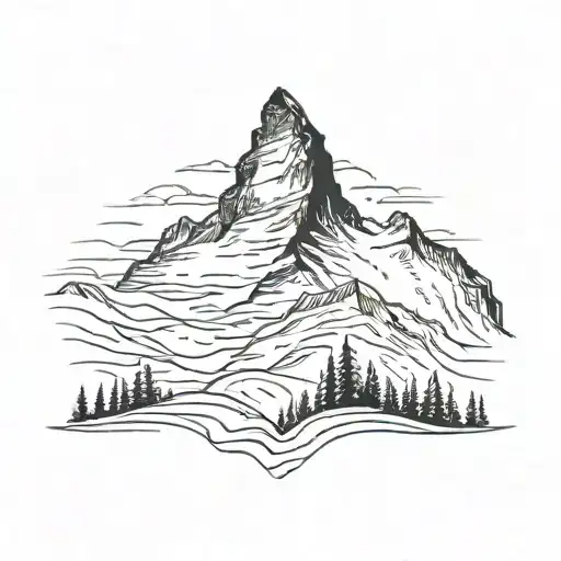 matterhorn scene tattoo design idea