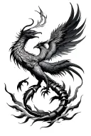 Phoenix and Scorpio combination tattoo with One must shed the past to rise “In order to rise from its own ashes, a Phoen tattoo design idea