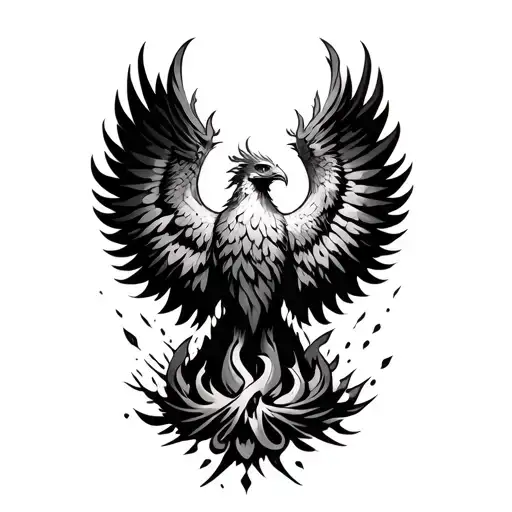 phoenix rising from ashes symbolizing overcoming tattoo design idea