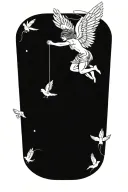 Icarus flying and falling angel with feathers tattoo design idea