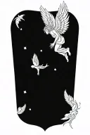 Icarus flying and falling angel with feathers tattoo design idea