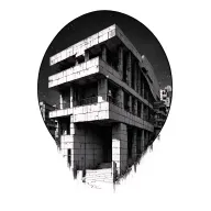 brutalism architecture tattoo design idea