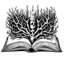 book candle tree skeleton  tattoo design idea