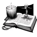 book candle tree skeleton  tattoo design idea