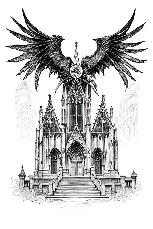 gothic cathedral  tattoo design idea