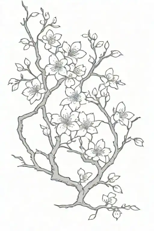 cherry blossom tree branches tattoo design idea