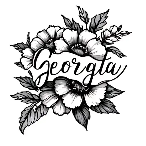 the name Georgia and flowers for daughter  tattoo design idea