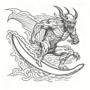 surfing demon tattoo design idea