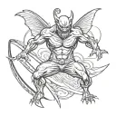 surfing demon tattoo design idea