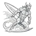 surfing demon tattoo design idea
