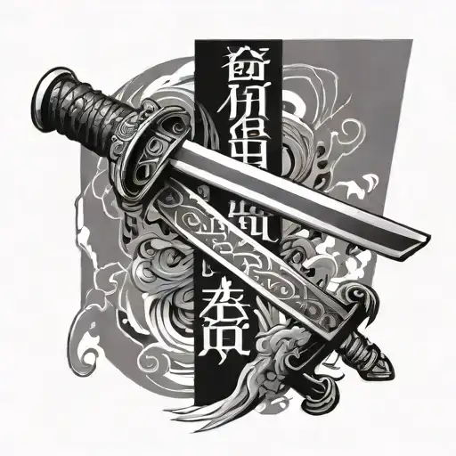 Katana Sword with Kanji Symbol tattoo design idea