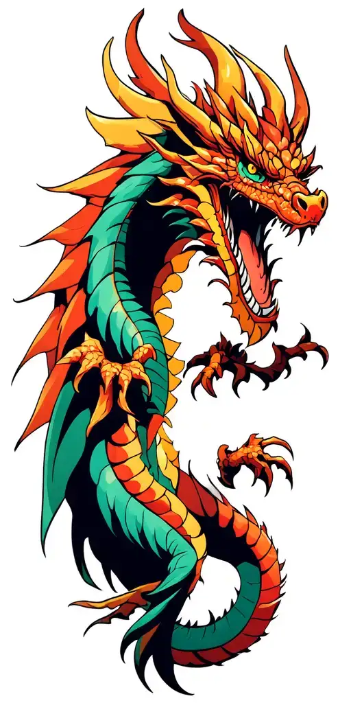 fenix and dragon wrapped tattoo design idea