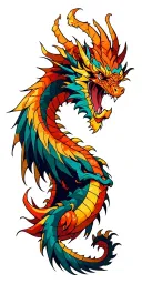 fenix and dragon wrapped tattoo design idea