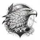 eagle, wolf and aquarius constellation merging together tattoo design idea