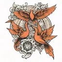 two paper cranes tattoo design idea