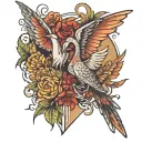 two paper cranes tattoo design idea