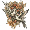 two paper cranes tattoo design idea