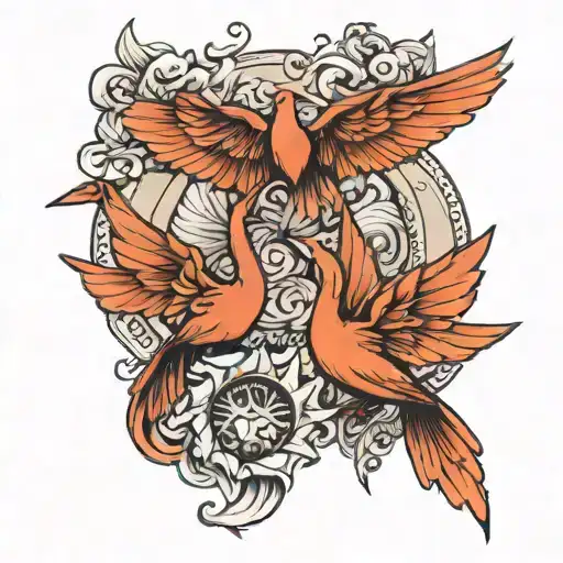 two paper cranes tattoo design idea