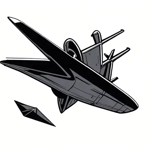 plane and paper airplane flying make them two separate things tattoo design idea