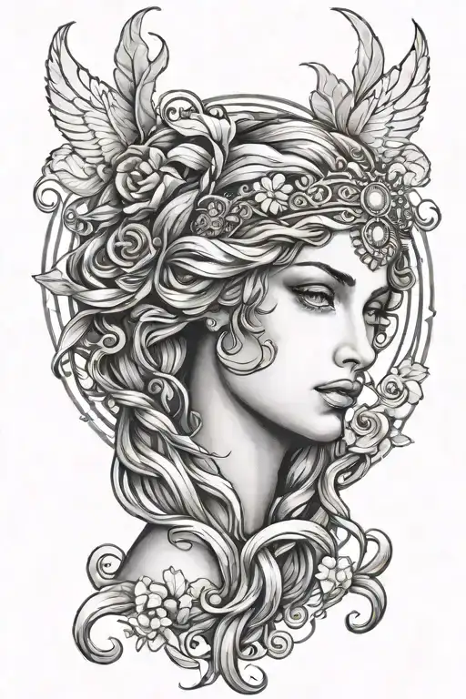 aphrodite goddess tattoo design idea