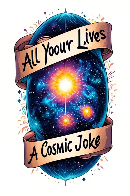 "All your lives a cosmic joke" Galaxy tattoo design idea