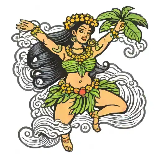 hula dancer tattoo design idea