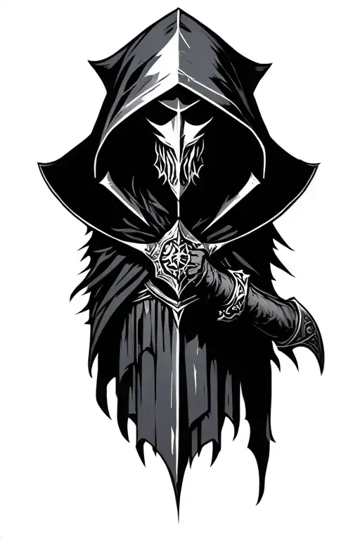 hooded warrior knight tattoo design idea
